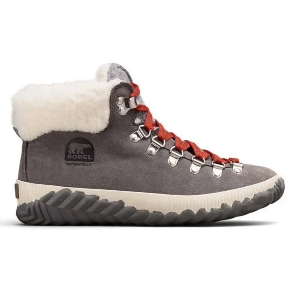 Sorel Women's Gray Winter Boots with Red Accents